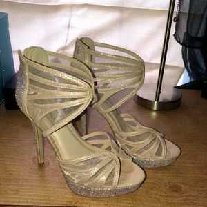 Sparkly rose gold heels